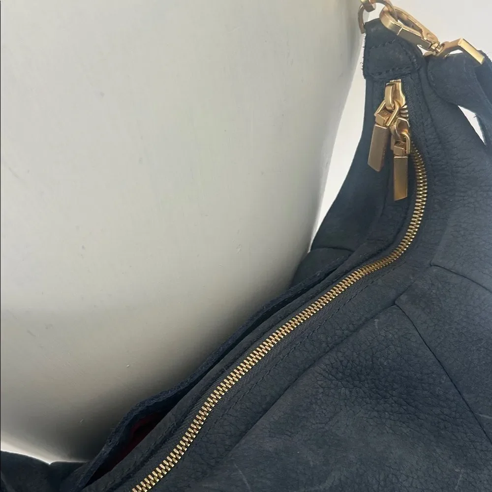 Hammit Morgan Nubuck Leather Blue Crossbody & Shoulder Bag